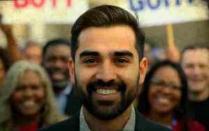 Zohran Mamdani NYC mayoral campaign rally with freeze the rent signs